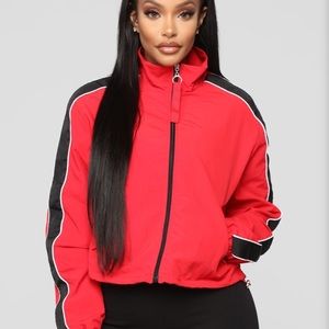 Fashionnova Red Jacket-I’m Down For It Windbreaker